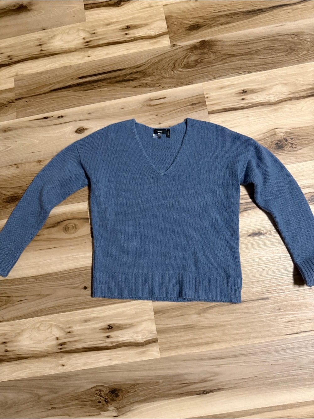 Women’s V-Neck Sweater in Slate Blue - Classic Cozy Knit